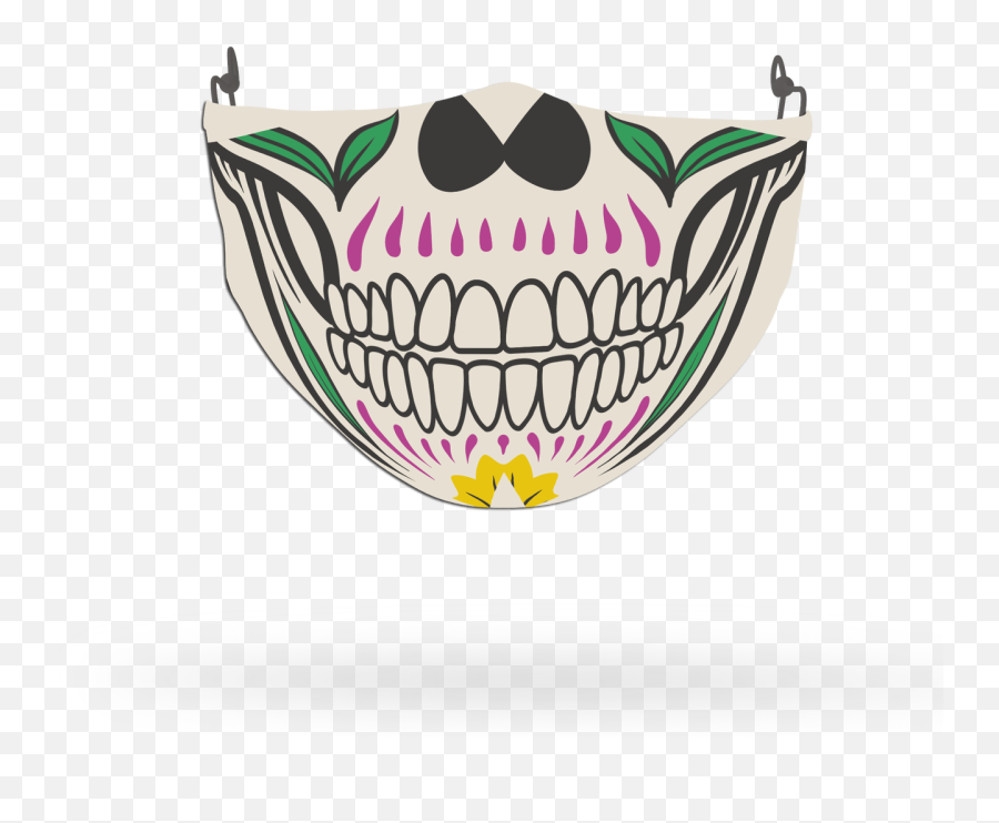 Colourful Skull Face Covering Print 5 - Decorative Emoji,Skull Face Emoji