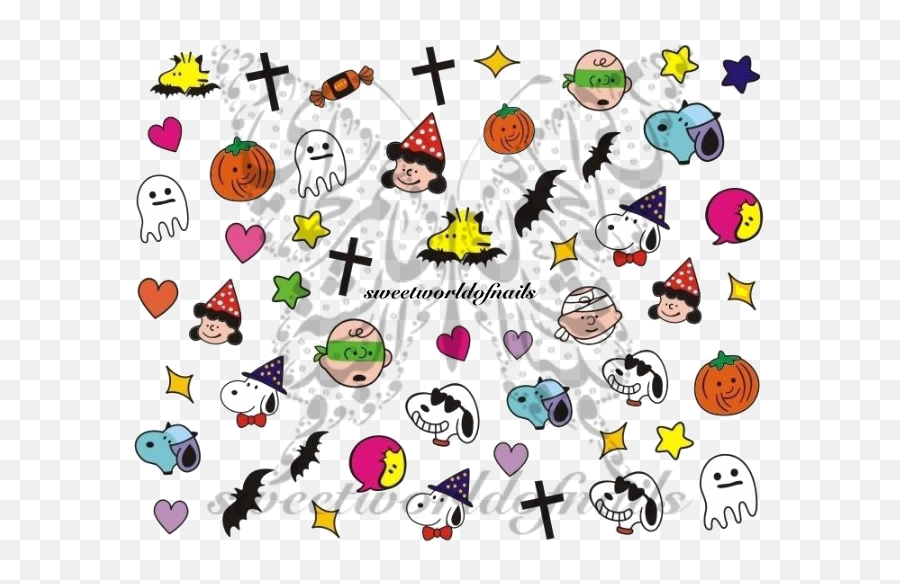 Download Snoopy Halloween Nail Art Nail Water Decals Emoji,Download Charlie Brown Halloween Emoticons