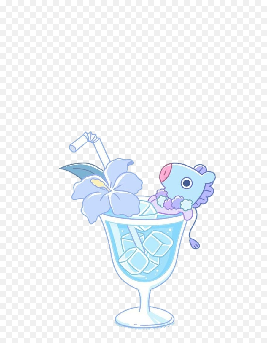 Drink Cute Kwaii Blue Flower Ice Horse Sticker By - Ice Cream Emoji,Kwaii Emojis