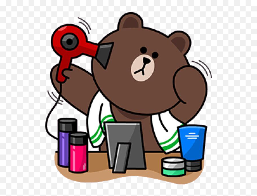 410 Line Stickers Emoticons Ideas Line Friends Line - Brown Cony Hair Dryer Emoji,Emoticon Manings