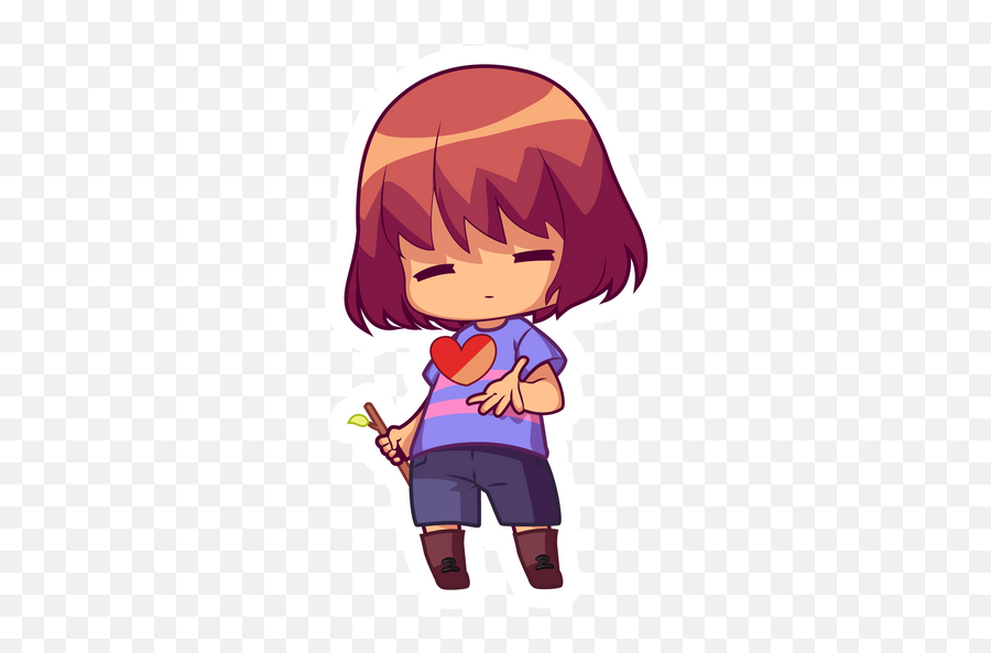 Undertale Frisk And Soul Sticker - Sticker Mania Emoji,Asreil Dremurr Emotions Undertale