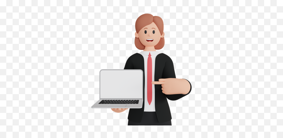 Premium Woman Showing Screen Of Laptop 3d Illustration Emoji,Girl Laptop Emoji