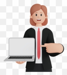 Premium Woman Showing Screen Of Laptop 3d Illustration Emoji,Girl Laptop Emoji