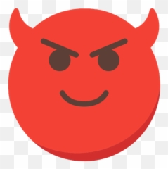 Devil Emoji Icon Of Flat Style - Happy,Devilish Grin Emoticon