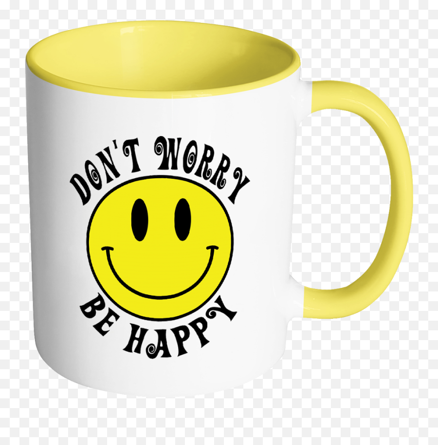 Retro Donu0027t Worry Be Happy Smiley Face Color Accent Coffee - Magic Mug Emoji,Emoticon Happy Birthday Dog