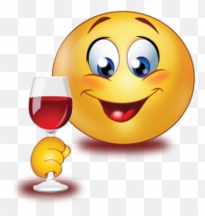 Smiley Emoji - Smiley Face With Wine,Drinking Emoticon