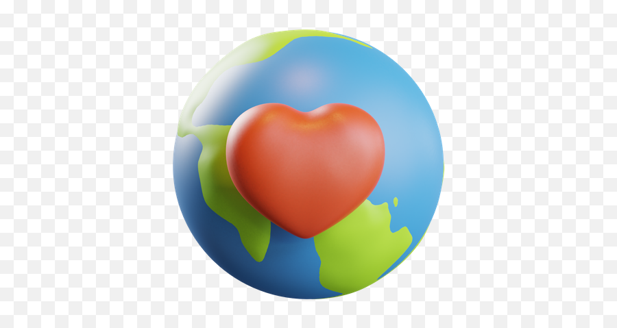 Premium Love Earth 3d Illustration Download In Png Obj Or - Vertical Emoji,Why Do Ppl Have Heart And Earth Emojis