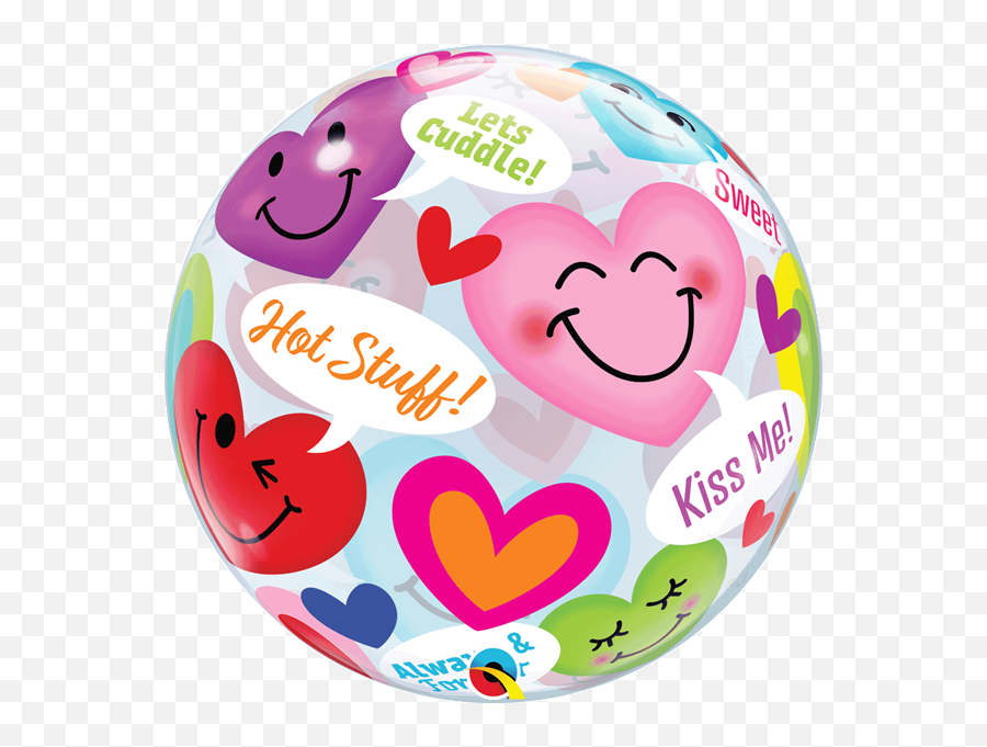 Valentines Smiley Hearts Bubble - Happy Emoji,Heart Sparkle Emoji Balloon