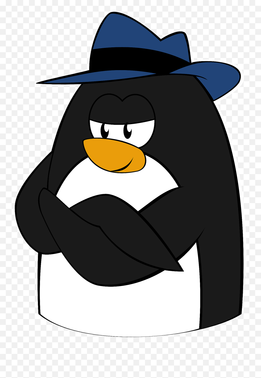 Penguin In Fedora Clipart - Penguin With Fedora Emoji,Penguin Shirt Emoji