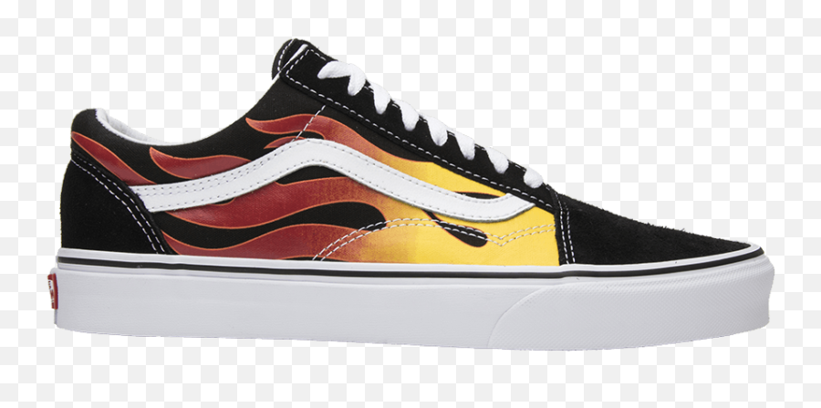 Fire Old Skool Vans - Black Vans Size 4 Emoji,Emoji Shoes Vans