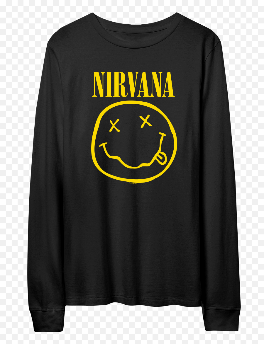 Smiley Longsleeve - Grey Nirvana Shirt Emoji,Emoticon Neck Text