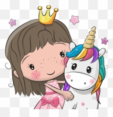 Cartoon Girl With Unicorn Kids T - Shirt Cartoon Girl Unicorn Emoji,Girls Top Kids Unicorn Love Emojis Print T Shirt Tops & Legging
