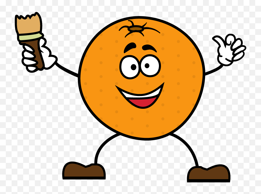 Orange Team Painting Emoji,Emoticon Looking At Painting