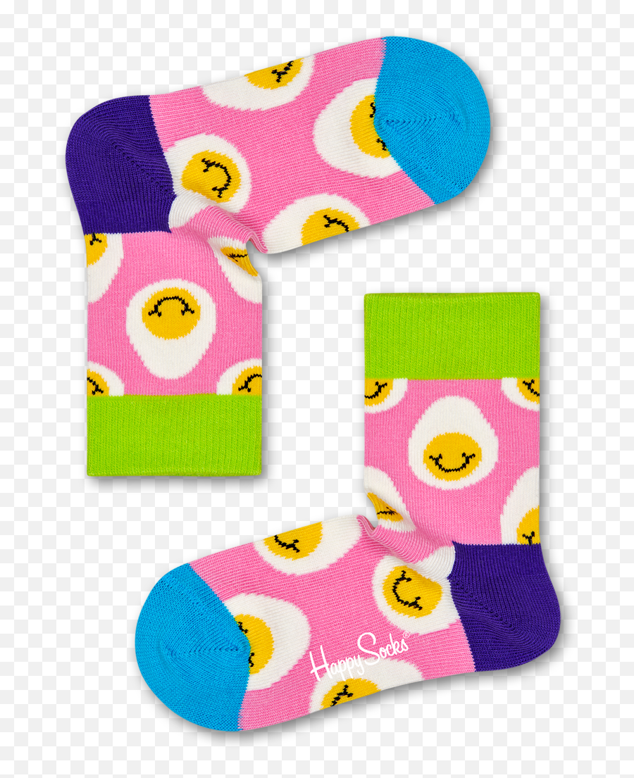 Smiley Egg Socks Pink - Kids Happy Socks Girly Emoji,Cat Waking Up Emoticon