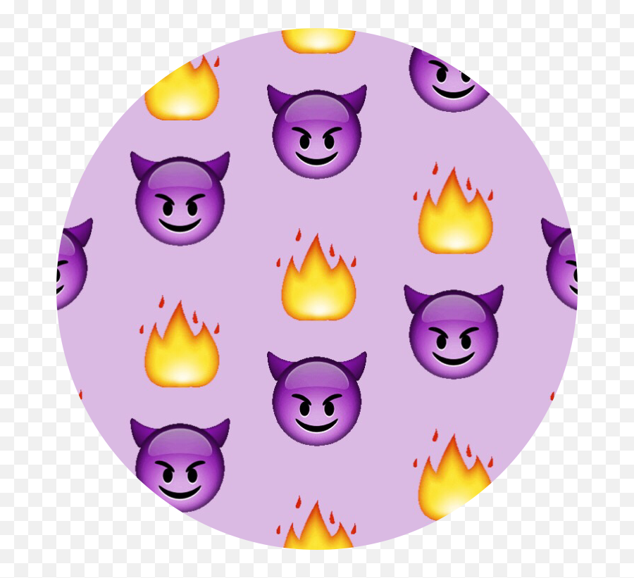 Devil Emoji Purple Pattern Circle Sticker By Dex - Happy,Flame Emoticon