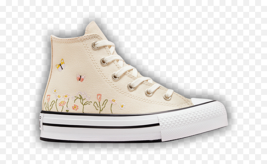 Chuck Taylor All Star Lift Platform High Ps U0027floral Embroidery - Natural Ivoryu0027 Emoji,Sneakers Emoji