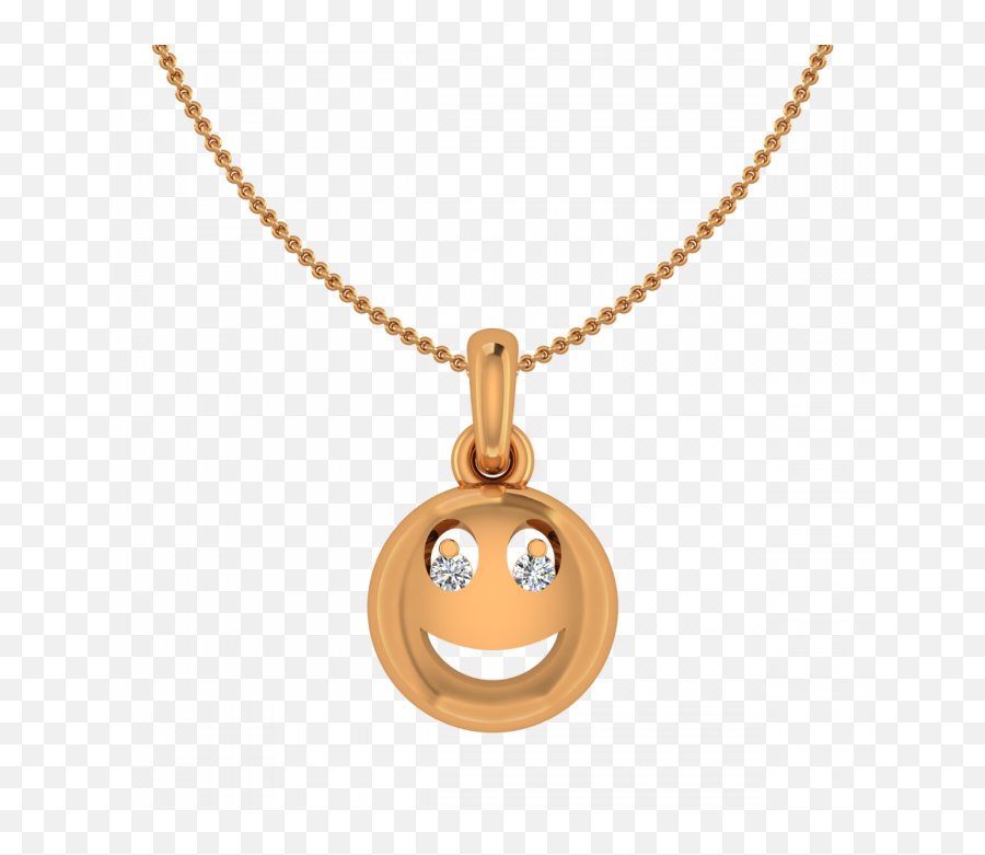 The Smiling Smily Gold Diamond Kids Pendant - 22k Gold Ball Chain Necklace Emoji,Emoticon Necklace