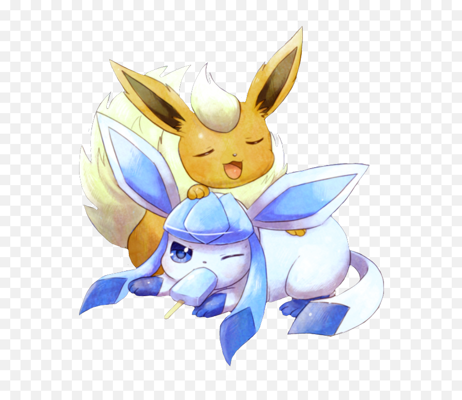 Pokémon Eeveelution Glaziola Glaceon Flamara Flareon - Süße Flamara Mit Glaziola Bilder Emoji,Eevee Emoji