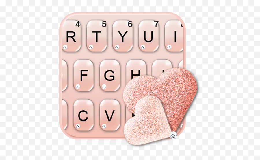 Glitter Rose Gold Hearts Keyboard Theme For Android - Girly Emoji,Emoji Keyboard Hearts