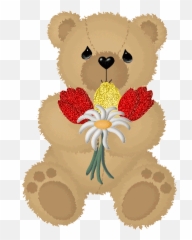 Teddy Bear With Roses Teddy Bear Cartoon Teddy Beer Bear - Imagenes De Flores Con Ositos Emoji,Teddy Bear Emoji