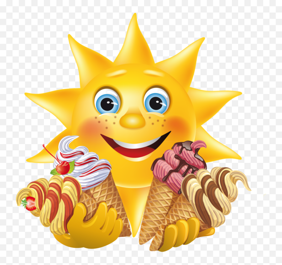 Emoticone Gratuit Smileys Soleil Dessin - Sun And Ice Cream Free Clipart Emoji,Ice Cream And Sun Emoji