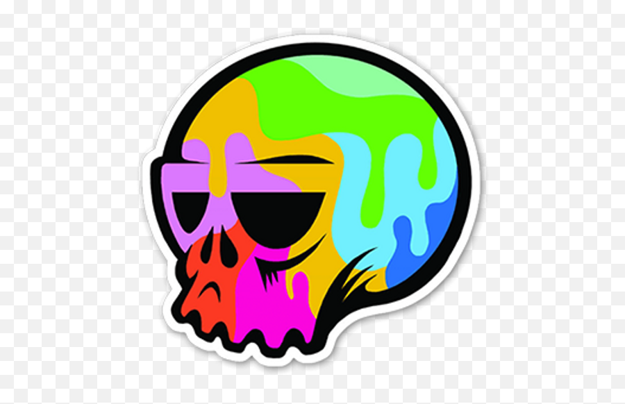 Colorful Skull Sticker - Sticker Mania Pop Art Stickers Png Emoji,Man And Skull Emoji