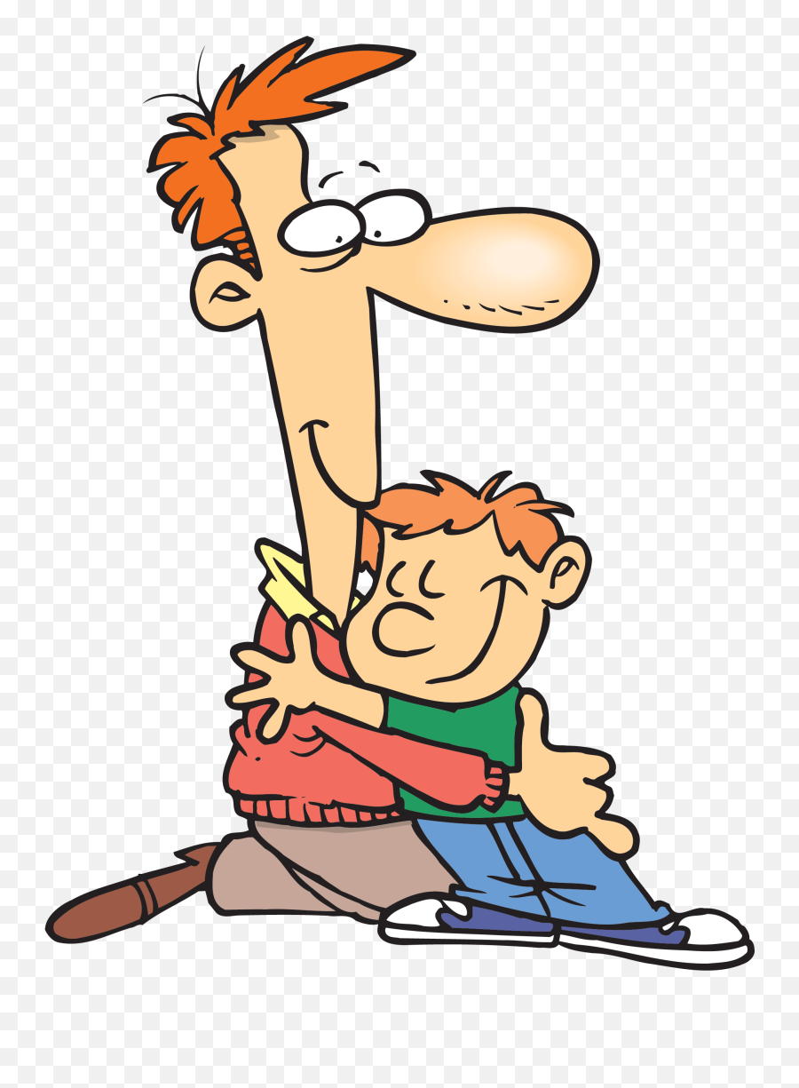 Dad Hugging Son Cartoon Clipart - Full Size Clipart Hug Clipart Emoji,Animated Hug Emoji
