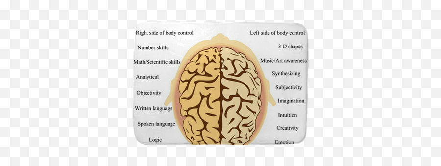 Brain Hemisphere Functions Bath Mat U2022 Pixers - We Live To Change Side Of The Brain Controls The Left Eye Emoji,Logic And Emotion Parts Of The Brain