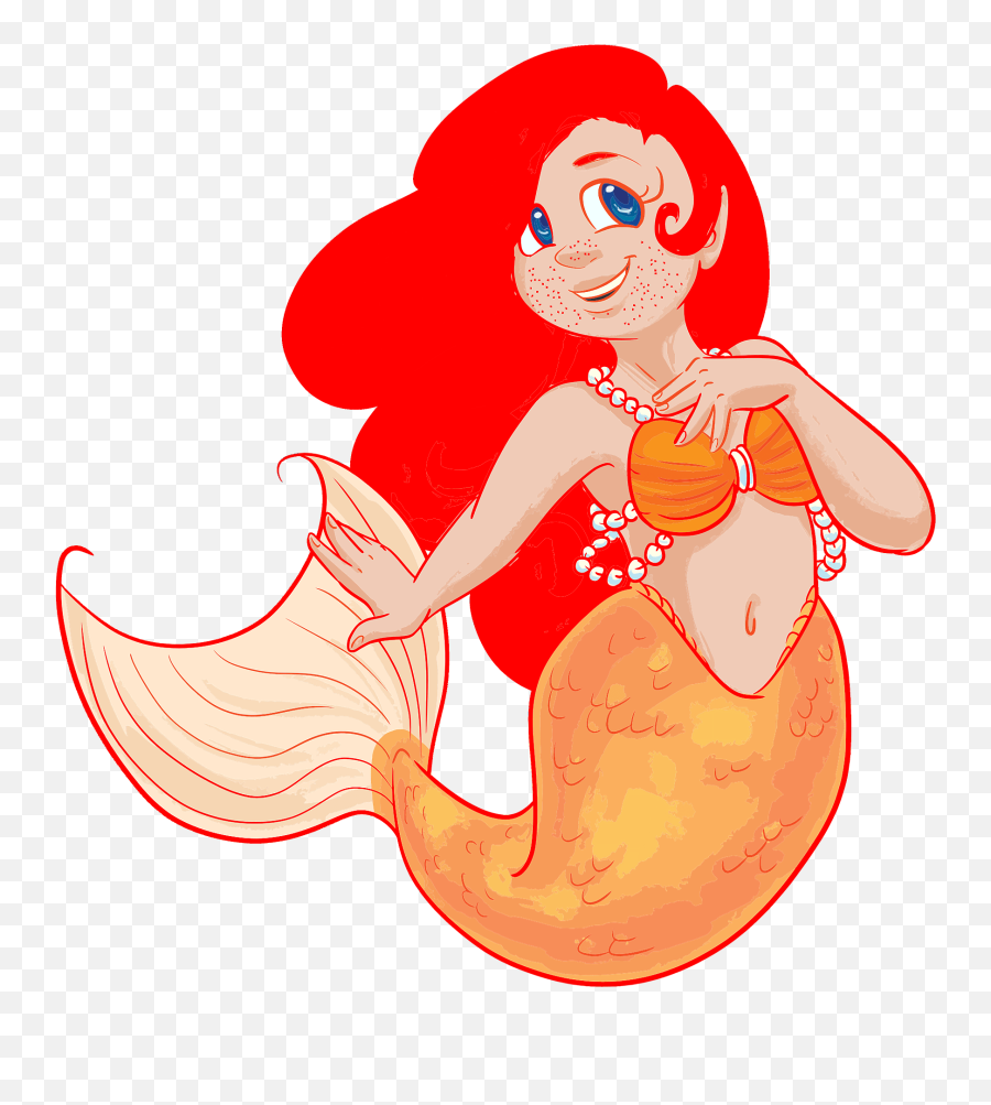 Redhead Mermaid With Freckles Clipart - Sirena Pelirroja Emoji,Redhead Emoji