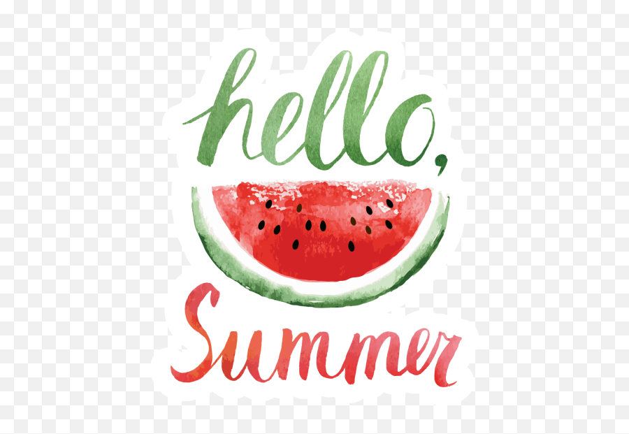 Hello Summer Watercolor Watermelon Sticker - Girly Emoji,Thick Fruit Emoji