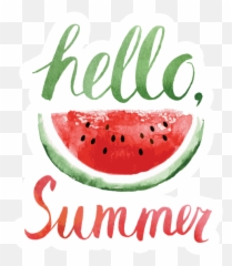Hello Summer Watercolor Watermelon Sticker - Girly Emoji,Thick Fruit Emoji