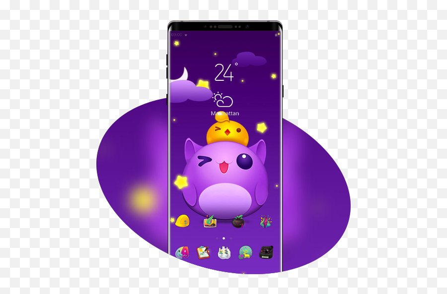 Purple Monster Cute Kawaii Elf Theme 201 Apk Download - Smartphone Emoji,Purple Monster Emoji Transparent Background