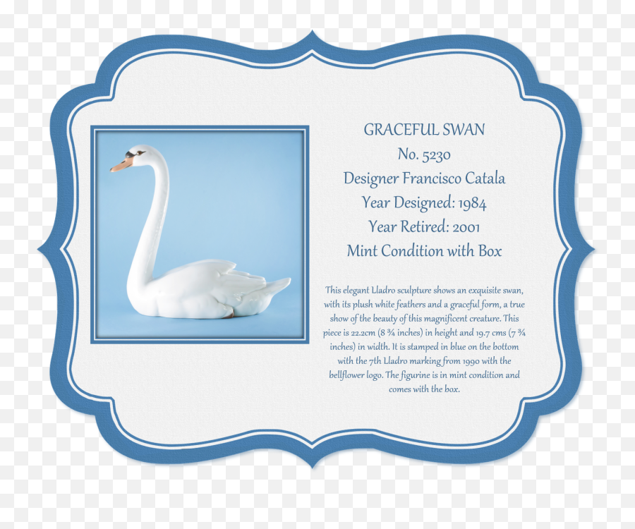 Lladro Graceful Swan 5230 Figurine Mint In Original Box - Mute Swan Emoji,Cho-ku-rei Smile Emoticon