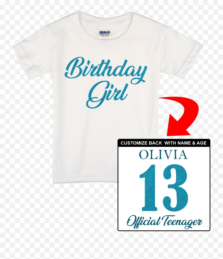 Birthday Girl Shirt - Name Age Custom Title Girlu0027s Happy Birthday Custom Tshirt With Your Girlu0027s Name And Age On The Back Personalized Birthday Emoji,Happy Birthday Made Out Of Emojis