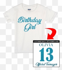 Birthday Girl Shirt - Name Age Custom Title Girlu0027s Happy Birthday Custom Tshirt With Your Girlu0027s Name And Age On The Back Personalized Birthday Emoji,Happy Birthday Made Out Of Emojis