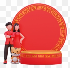 Premium Chinese People With New Year Celebration Invitation Emoji,Devolp Emoji