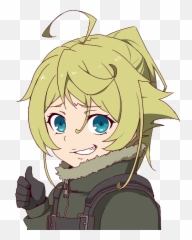 Anime Clipart Thumbs Up - Saga Of Tanya The Evil Manga Anime Thumbs Up Png Emoji,Evil Emoji Gif