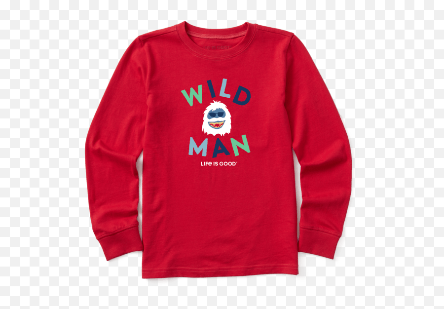 Kids Wild Man Long Sleeve Crusher Tee - Long Sleeve Emoji,Boys Emoji Tshirts