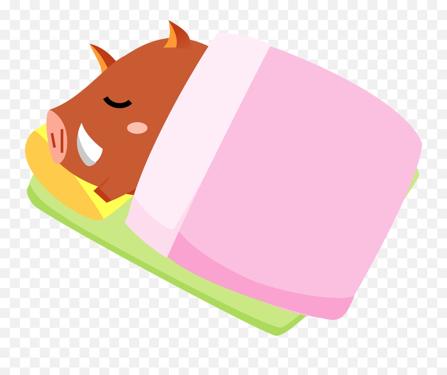 Wild Boar Sleeping In A Bed Clipart Free Download - Sleeping Boar Clipart Emoji,Asleep Emoji