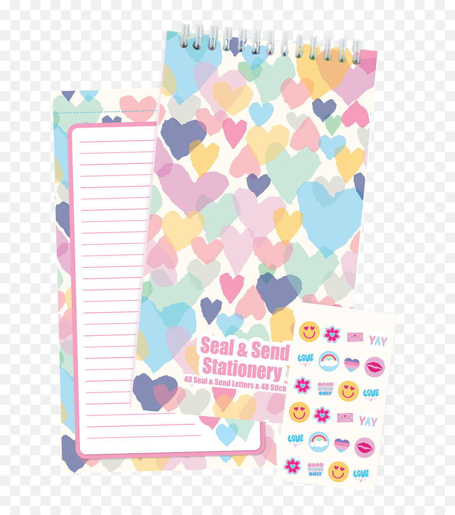 Pastel Hearts Seal U0026 Send Stationery - Horizontal Emoji,Emojis Note Books And School Suplies