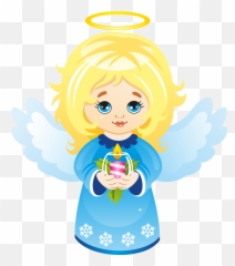 Download Cute Christmas Angel With Candle By Joeatta Clipart - Christmas Angel Clipart Png Emoji,Emoticon Angels