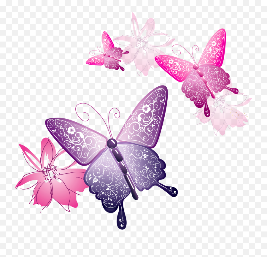 Vector Butterfly Png Png Download - Pink Butterfly Border Png Emoji,Pink Butterfly Emoji