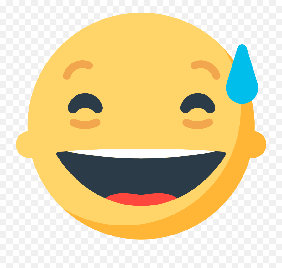 Grinning Face With Sweat Emoji Clipart - Closed Eye Open Mouth Smiling Emoji,Sweat Emoji Png