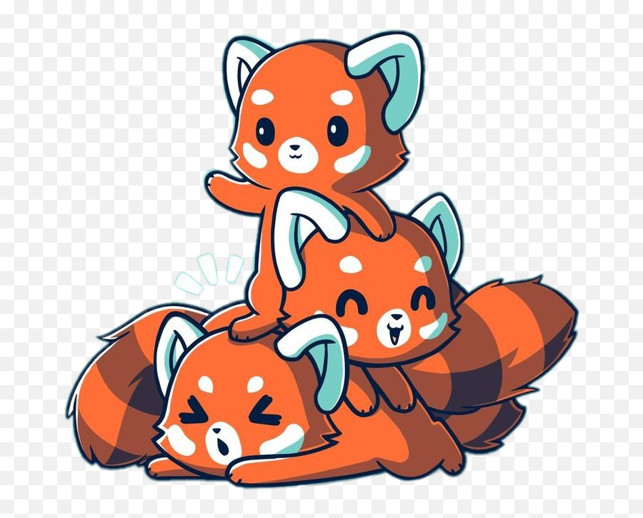 Freetoedit Cute Kawaii Redpanda Friends Hug Happy - Chibi Cute Red Panda Drawing Emoji,Heart Hug Emoji