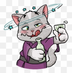Kamikaze Cat Stickers - Fictional Character Emoji,Grey Cat Emoticons For Facebook