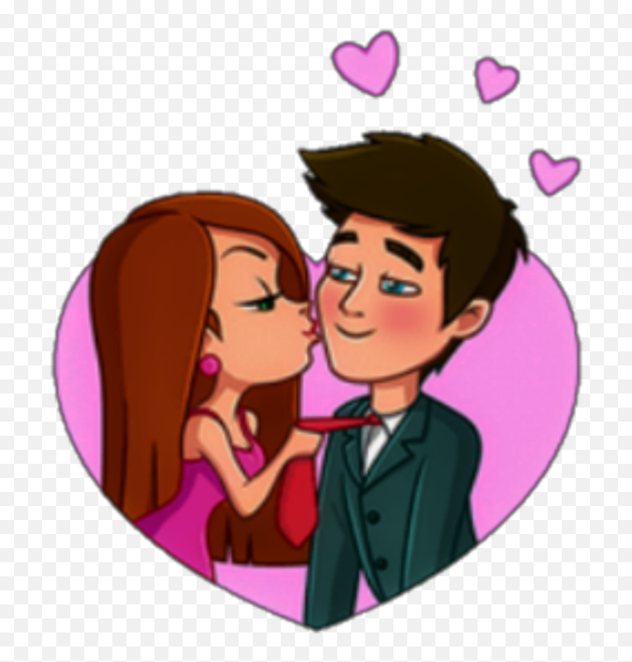 Couple Heart Hearts Kiss Pink Sticker By Amanda - Happy Emoji,Couple Kissing Emoji