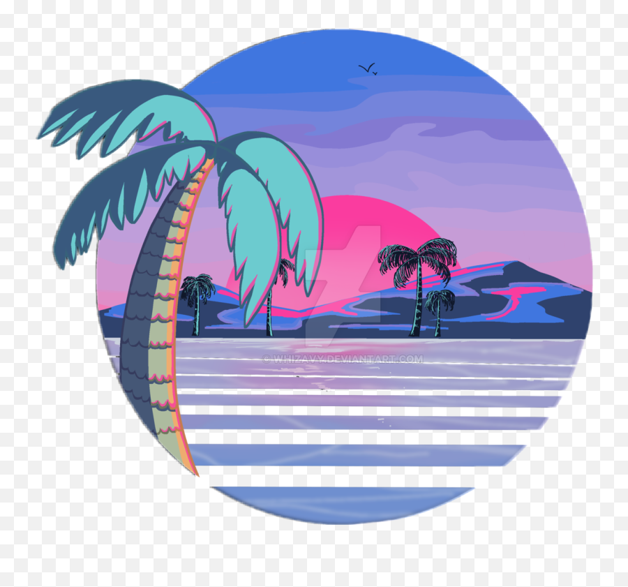 Emotions Beach Playa Sticker - Palm Trees Png Transparent Vaporwave Emoji,Different Emotions At The Beach