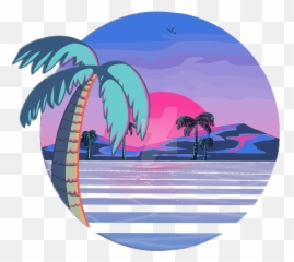 Emotions Beach Playa Sticker - Palm Trees Png Transparent Vaporwave Emoji,Different Emotions At The Beach