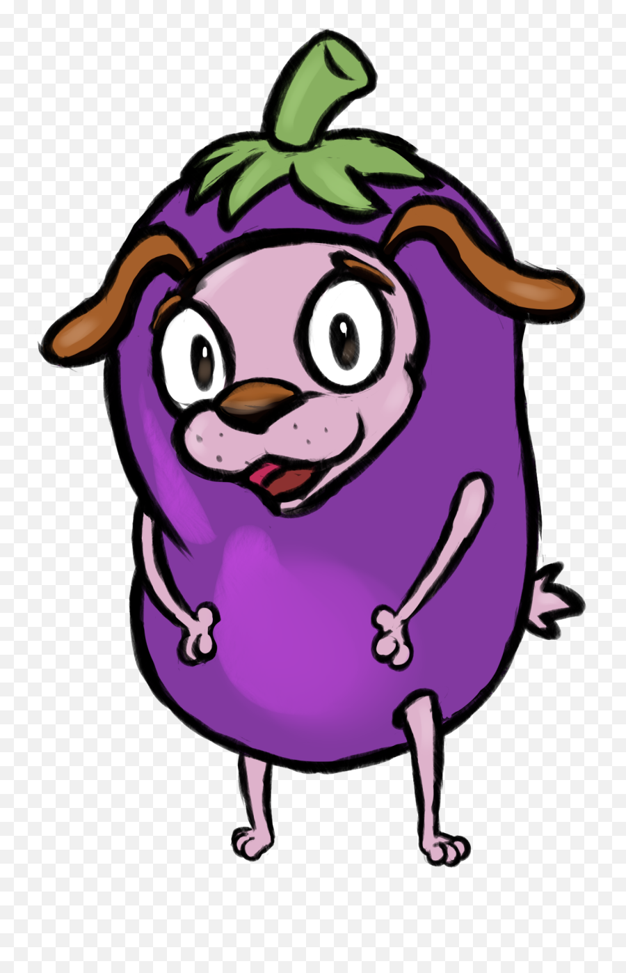 Courageous Eggplant - Cartoon Clipart Full Size Clipart Happy Emoji,Courage Emoji