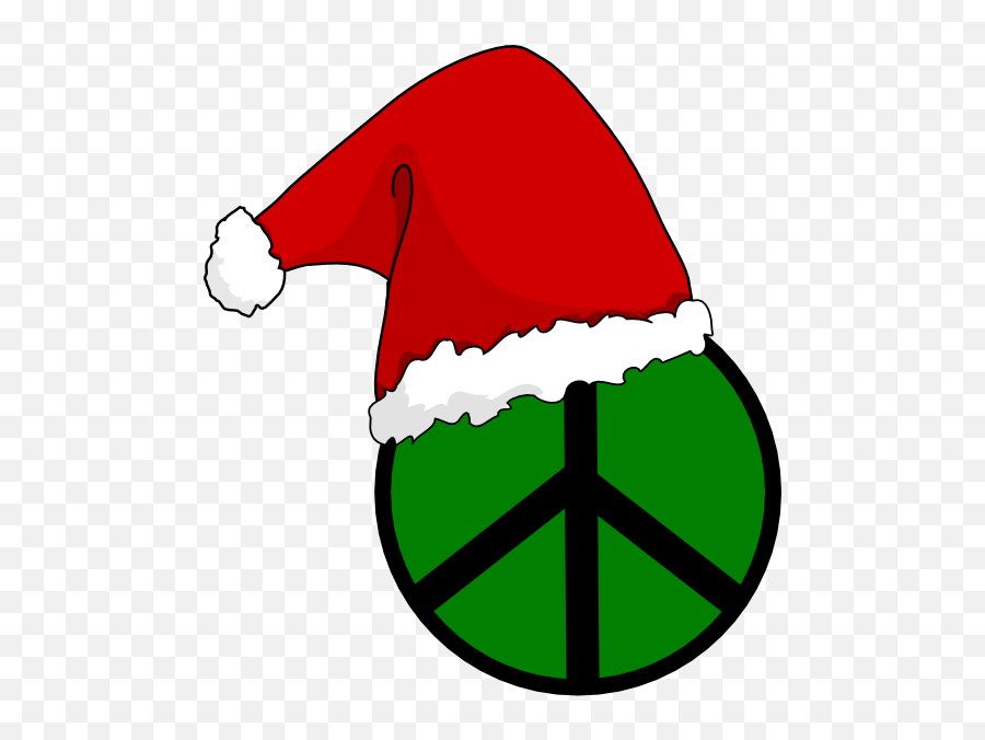 Download Santa Hat Peace Sign Clip Art At Clker - Christmas Peace Sign Png Emoji,Peace Emoji Transparent Background